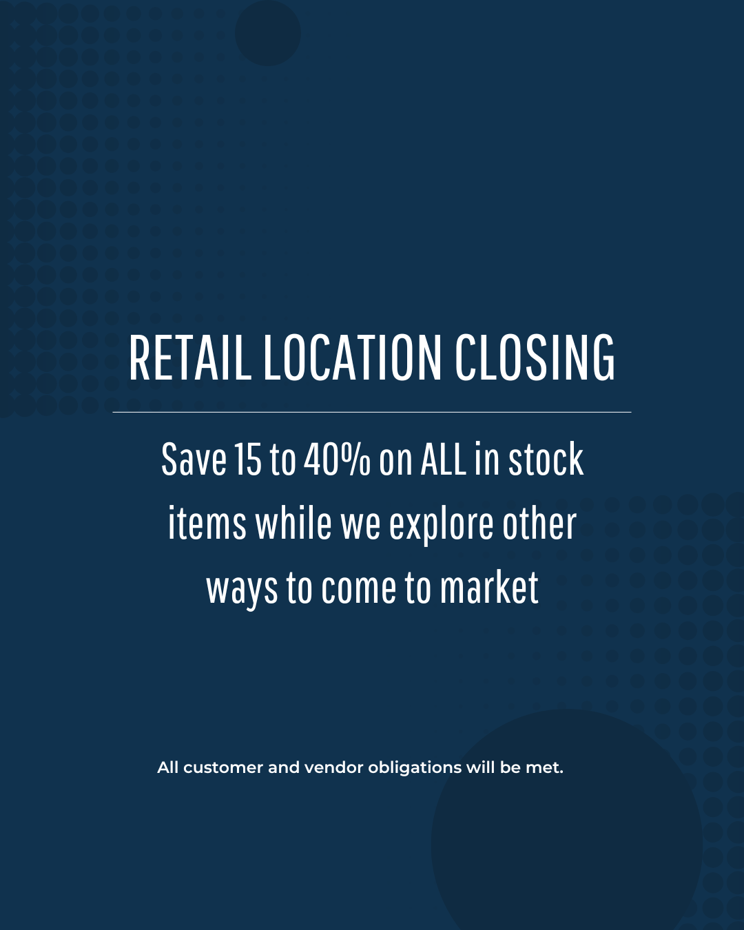 Retail location Closing